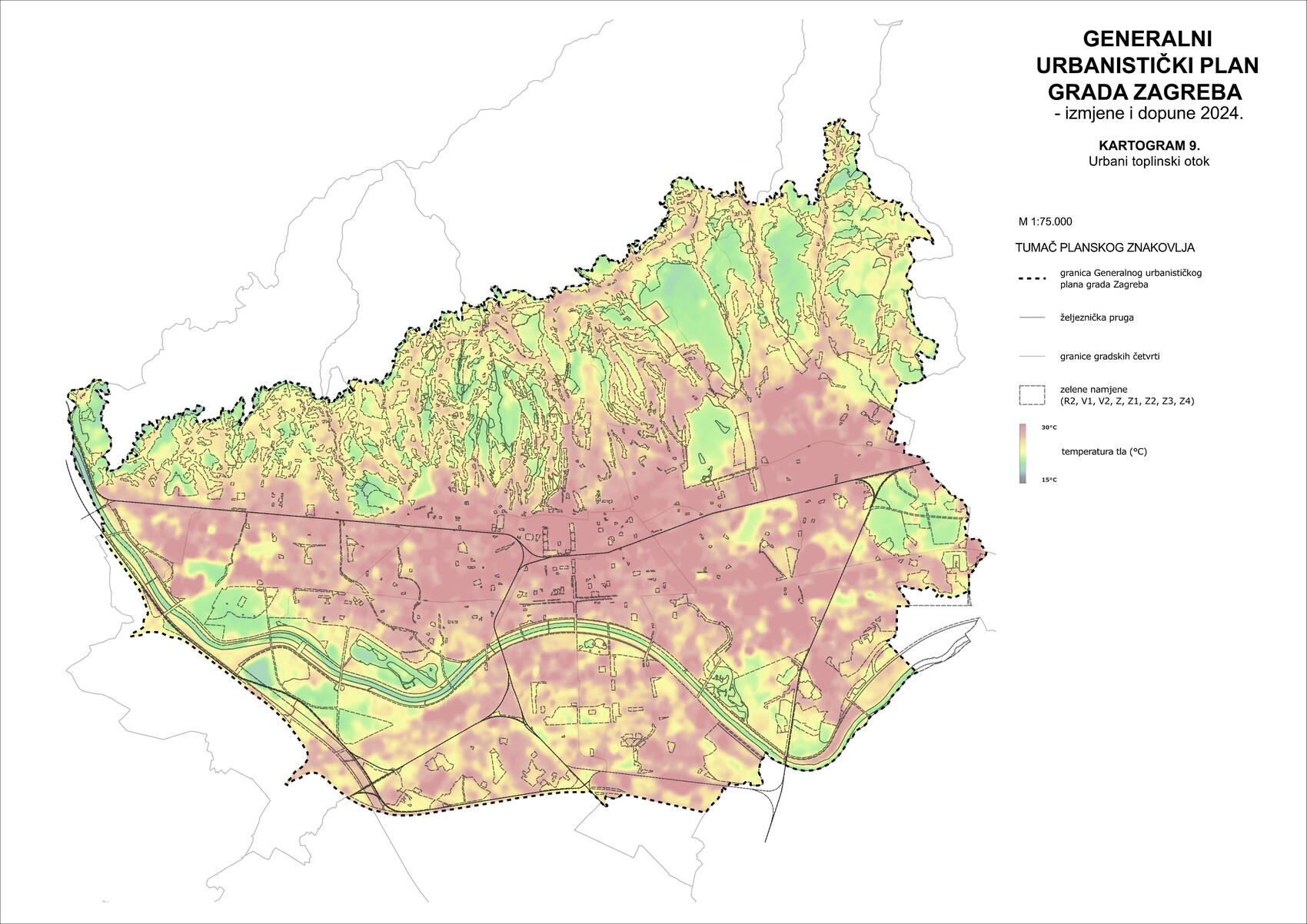 urbani toplinski otoci, GUP grada Zagreba